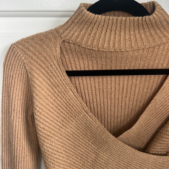ASTR the Label: Ribbed Mock Neck Ribbed Wrap Sweater - Picture 2 of 9